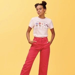 Lucy and Yak High Rise Organic 'Logan' Jeans in Red Pink